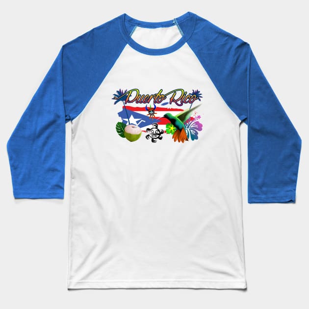 Puerto Rico Travel Baseball T-Shirt by SuaveOne
